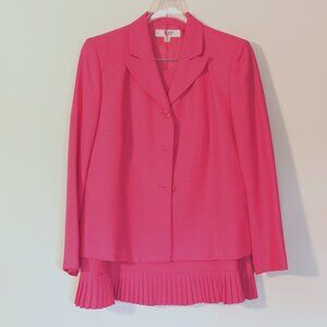 Le Suit Essentials 2 Pc Button-Front Jacket\Skirt Suit, Magenta Petite 14 Pink!
